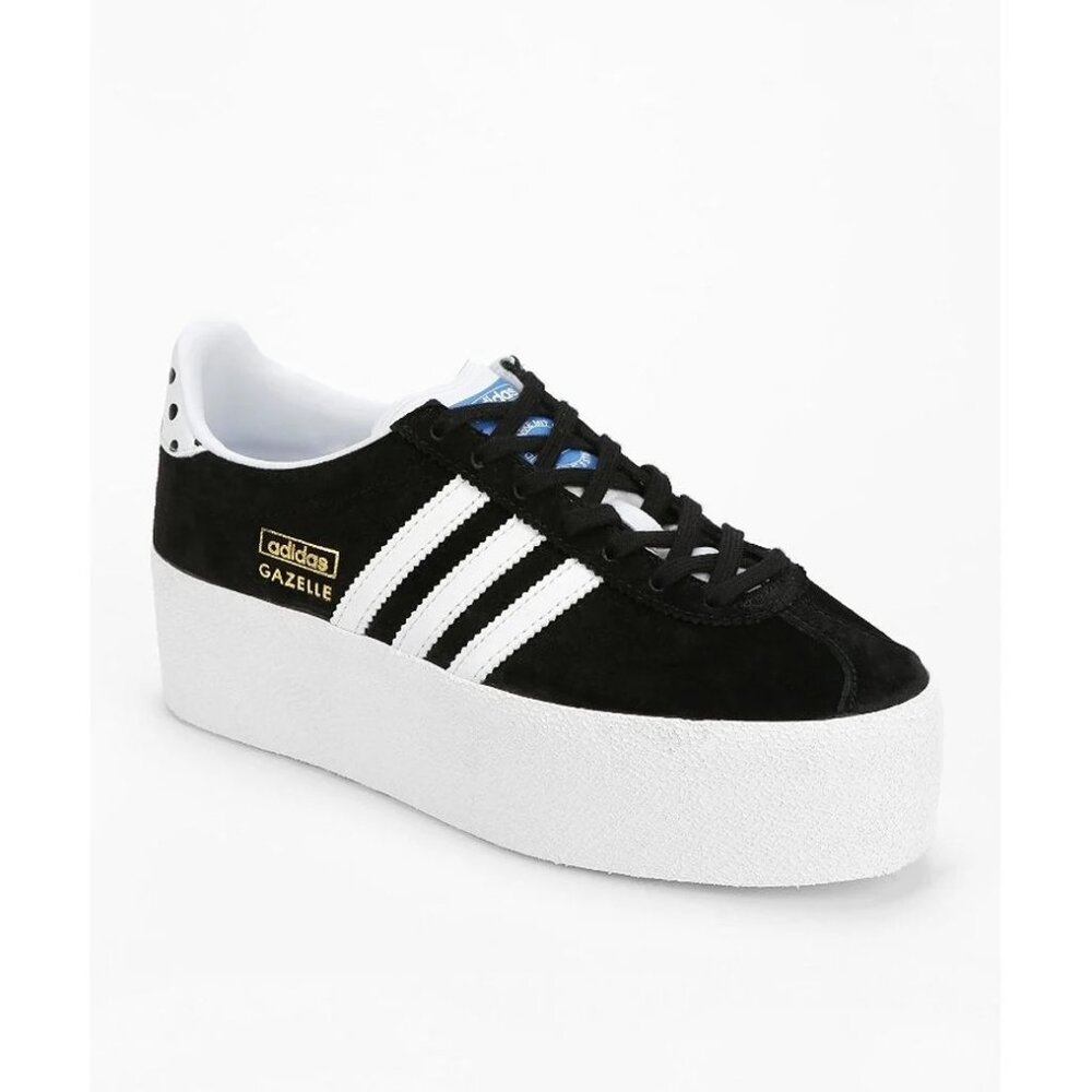 ADIDAS WOMEN'S Gazelle Up BLACK/WHITE SNEAKERS Sz-US 7 - Picture 2 of 12